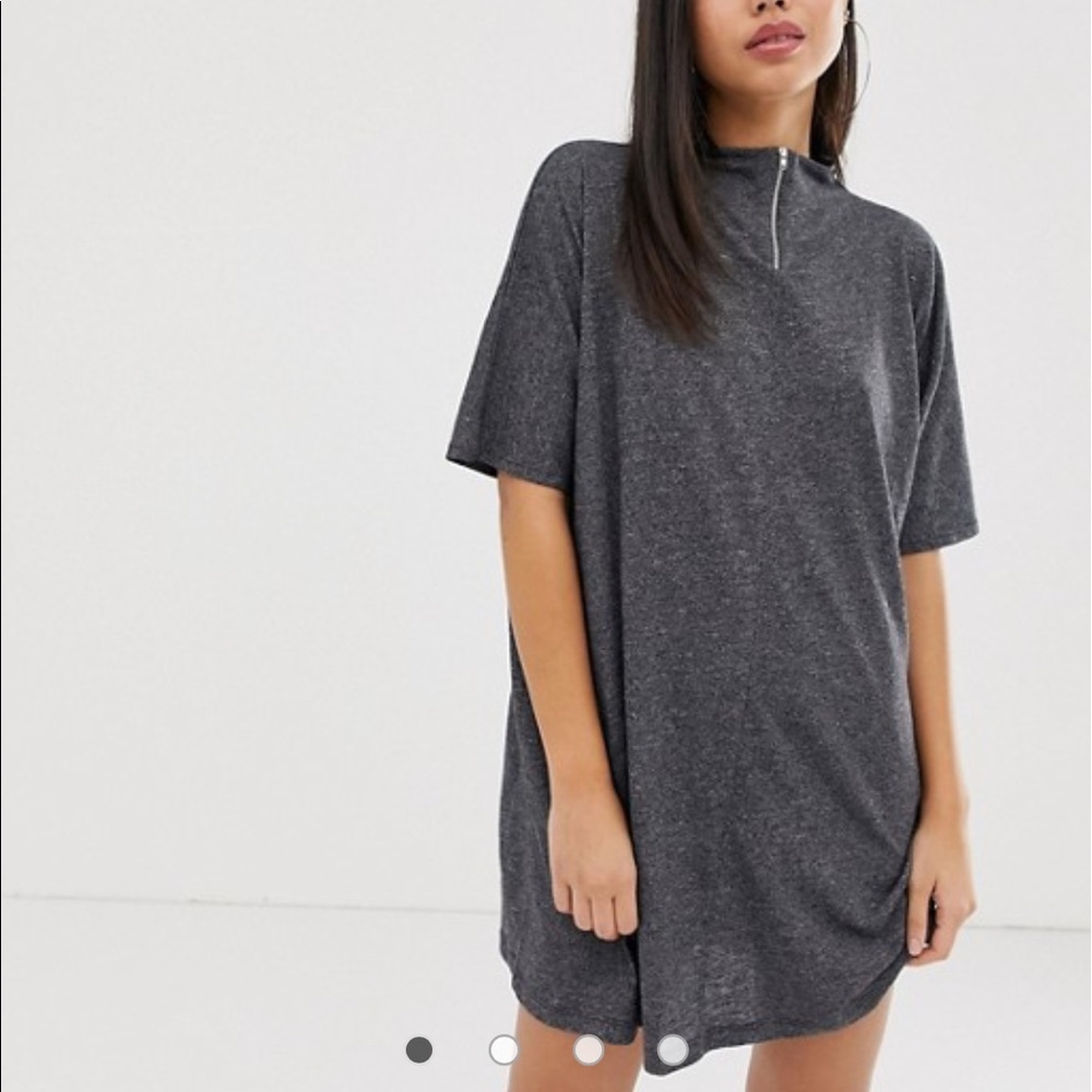 Mini marl shift dress with metal zip up